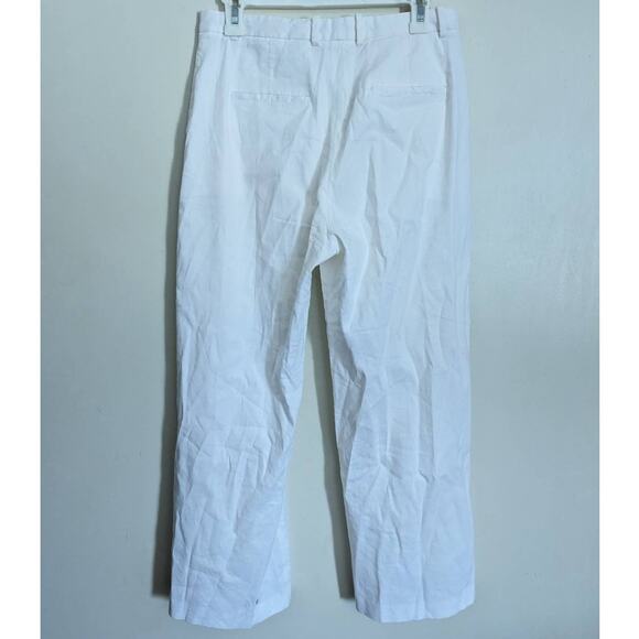 Theory Nadeema Linen Flare Leg Drape Trousers in White, Size 6 - Picture 6 of 8